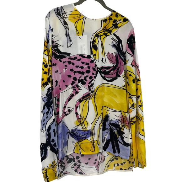 Stella McCartney Louisa Horse Print Blouse Top Long Sleeve Size 36 NWT - Picture 5 of 16